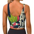 thumbnail image 3 of Haiem Dinosaur Basketball Player Pattern Womens Sports Bra - U Neck Padded Low Impact Yoga Bra Workout Crop Top Gym Moisture-Wicking Workout Vest -, 3 of 9