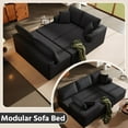 thumbnail image 6 of 140 '' Oversized U-Shaped Chaise Sofa Modern Modular Cloud Couch with Deep Seating Upholstered Sofa for Living Room Bedroom,No Assembly Required, Black(Teddy Fabric), 6 of 10