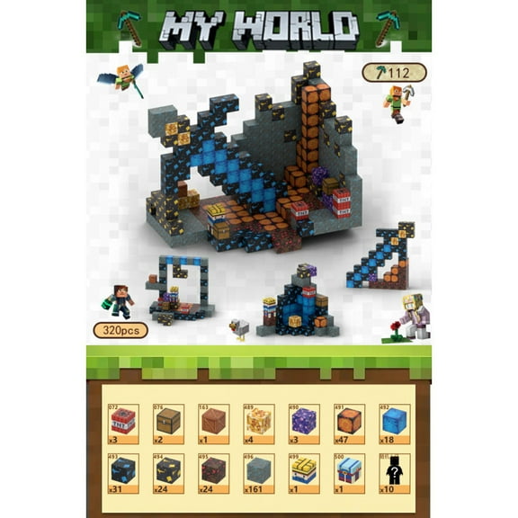 Mine-craft Great Sword Magnetic Cube Building Kit with random Figures – Mine Adventure Theme (320 Blocks)