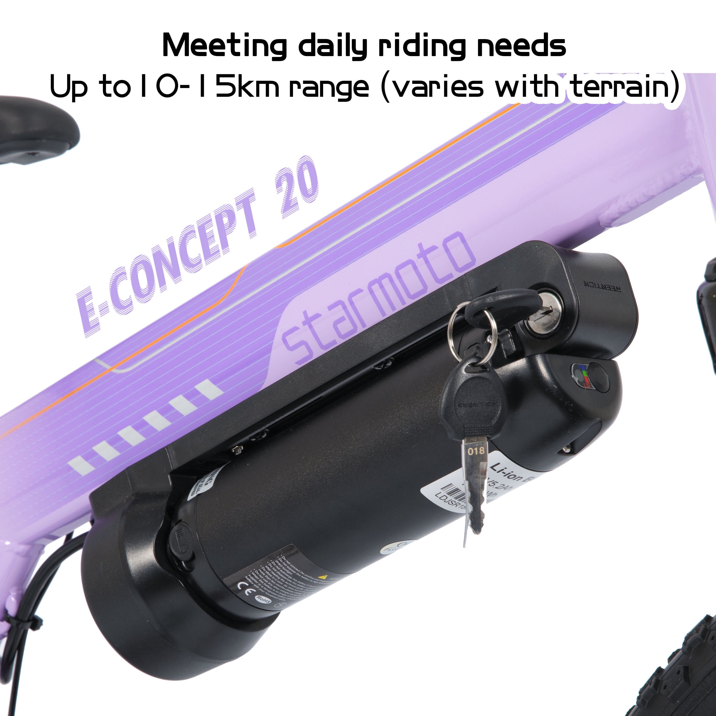 JOYSTAR Radspur Electric Bike 20" with 250W Brushless Motor, 15 Miles 15MPH Electric Mountain Bicycle with Removable Battery, Purple