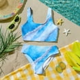 thumbnail image 6 of CCRFTGI Girls Swimsuit Size 7-8 2 Piece Set Swimming Bathing Suit Beach Vacation Hawaiian Tropic Bikini Set Cute Summer Girls Fashion Swimsuits Swimwear Light Blue 1-2 Years, 6 of 9