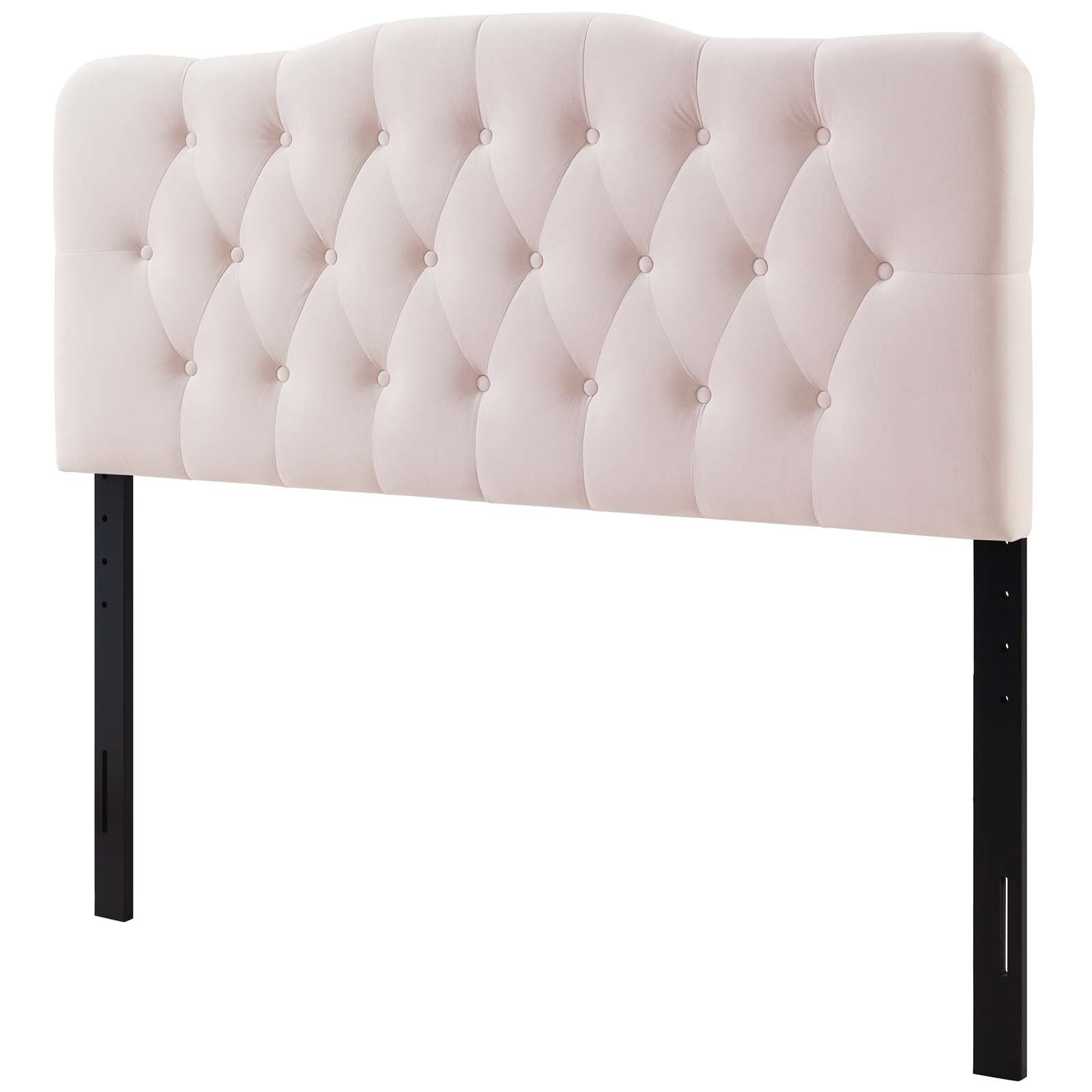Contemporary Modern Urban Designer Bedroom Queen Size Tufted Headboard, Velvet Fabric, Pink