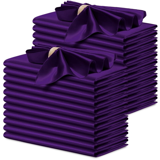 Servilletas de satén P Pothuiny cuadradas, 24 unidades, color morado, 43 x 43 cm