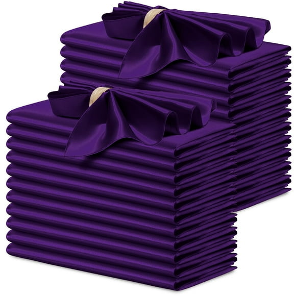Servilletas de satén P Pothuiny cuadradas, 24 unidades, color morado, 43 x 43 cm