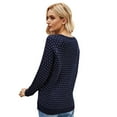 thumbnail image 4 of Wang6 Christmas Sweaters for Women Trendy Long Sleeve Blue Knits Fall Winter Crew Neck Xmas Snowflake Snowman Printed Knit Pullovers Tops Dark Blue M, 4 of 6