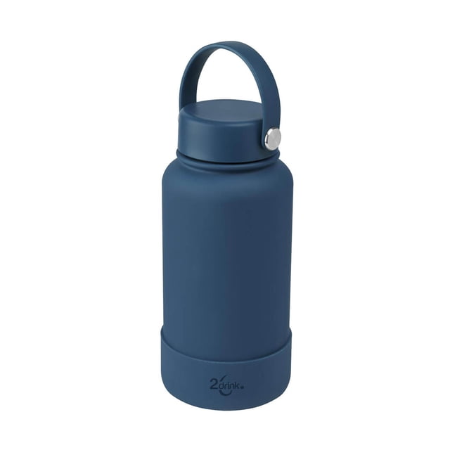 Termo de acero inoxidable con base de silicón-dugme azul 9.5 x 20.5