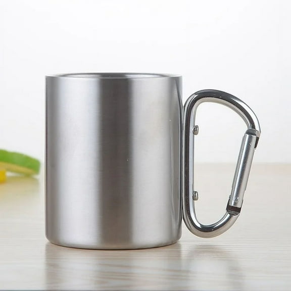 220/300ml Camping Travel Stainless Steel Cup Carabiner Hook Handle Picnic Water Mug Outdoor Travel Hike Cup Portable mug