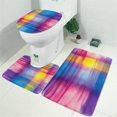 thumbnail image 2 of Colorful Watercolor Stripe Pattern Bathroom Rugs Sets 3 Piece,Toilet Cover Set,Absorbent Non Slip Bathroom Mats Sets with U-Shaped Contour Rug Toilet Rug Set, 2 of 5