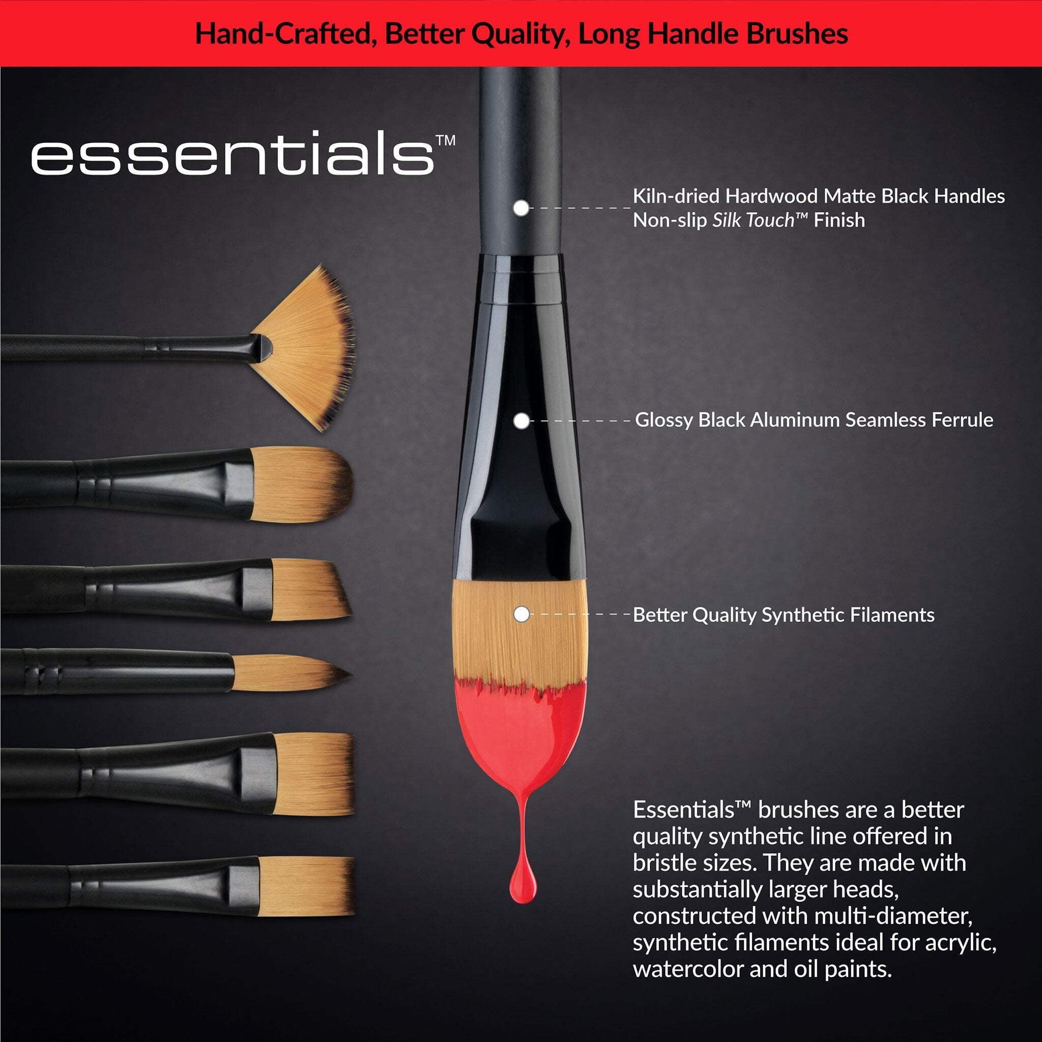 RSET-4308 | Essentials™ 5pc Gold Taklon Variety Brush Set 4308