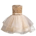 thumbnail image 2 of Delliss Little Girls' Sequin Mesh Flower Ball Gown Party Dress Tulle Prom 3-9 Years, 2 of 9