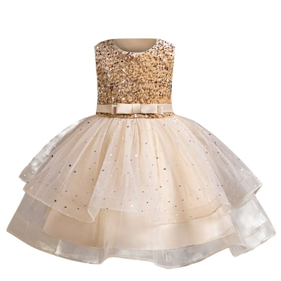 Mesh Gauze Dress Fluffy Summer Dresses Toddler Princess Dress Sleeveless Fashion Ball Gown for Little Girls Sparkly Sequin Birthday Prom Outfit Casual Party Tulle Sundress for Kid（3-9 Years）