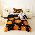thumbnail image 4 of Homewish Autumn Fall Pumpkin Twin Comforter Sets,Halloween Themed Bedding Set,Black Orange White,Black Reversible,2pcs,1 Comforter and 1 Pillowcase, 4 of 7