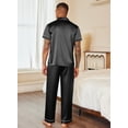 thumbnail image 5 of EKOUAER Mens Satin Pajama Set Short Sleeve Button Down Sleepwear Classic Loungewear Set with Pants, 5 of 6