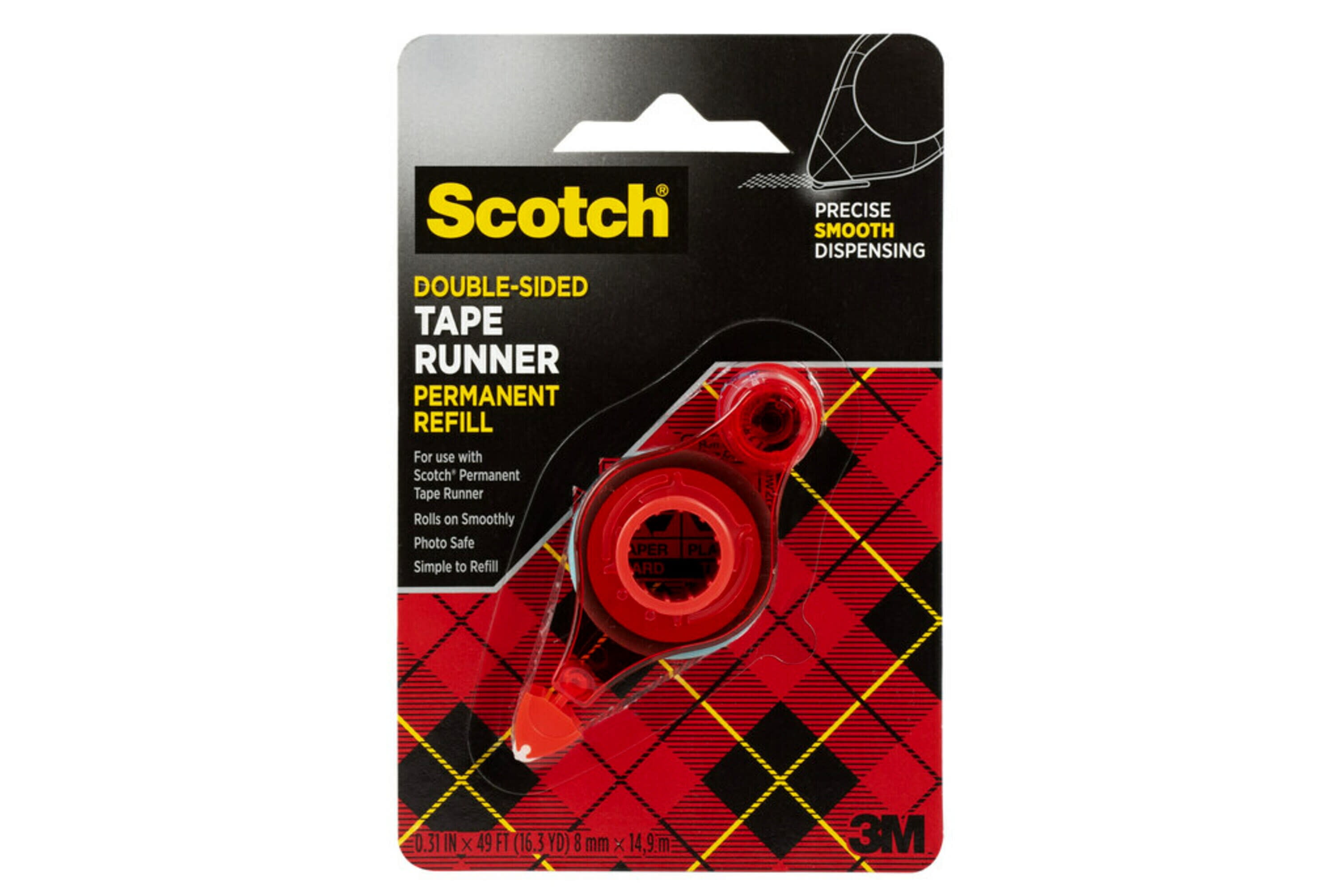 Scotch Adhesive Dot Roller Value Pack.31 in x 49 ft 4 Pack Office and School Projects Great for Home