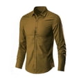 thumbnail image 5 of iOPQO Mens Shirts Men's Fashion Business Leisure Lapel Pure Color Long-sleeved Shirt Top BlouseMens Dress Shirts Long Sleeve Shirts For Men Gold 3XL, 5 of 5