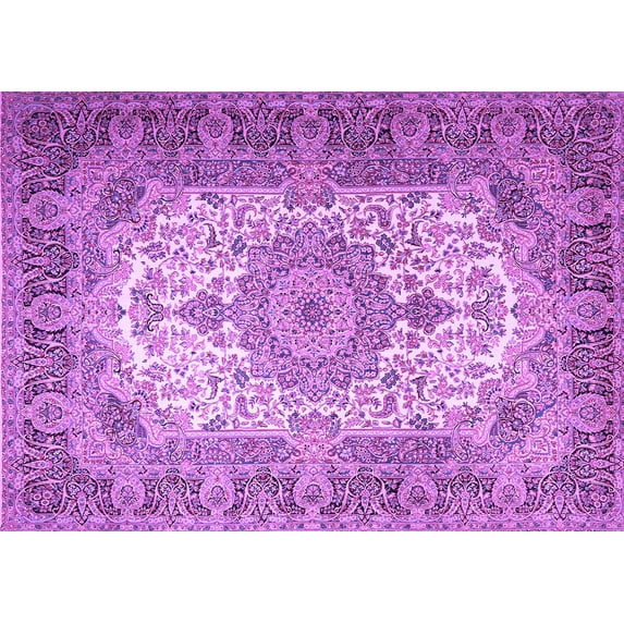 Ahgly Company Indoor Rectangle Medallion Purple Traditional Area Rugs, 3' x 5'
