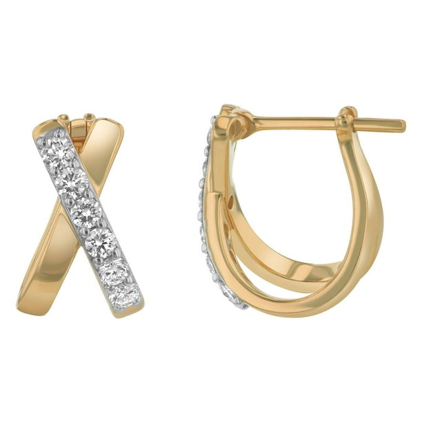 0.47 CT. T.W. Round Cut Criss Cross Diamond Hoop Earrings in