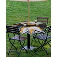 thumbnail image 4 of Fsddascl Marble Black Golden Outdoor Tablecloth - 60x60 Inch Square Dining Table Cover, Modern Aesthetics Abstract Ink Painted Waterproof Outdoor Table Cloth with Umbrella Hole & Zipper for Patio, 4 of 7