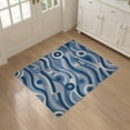 thumbnail image 3 of ODIKA 3'x5' Navy Blue Abstract Waves Geometric Washable Throw Rug Modern Flowing Curved Lines With Circular Motifs Striped Mid for Entryway, Kitchen, Mudroom, Stain Resistant, Low Profile, Non-Slip, 3 of 7