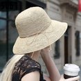 thumbnail image 3 of Yjmei Sombrero de paja para mujer, gorro de playa antirrayos UV de verano, gorro plegable para viajes, pesca y senderismo, 3 of 4