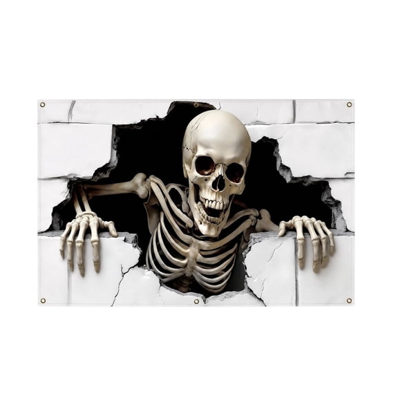 Halloween Skeleton Garage Door Decoration Spooky Scary Outdoor Home Wall Decor for Halloween Party Display