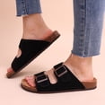 thumbnail image 3 of Zapatillas clásicas de corcho para mujer, nuevas sandalias planas de gamuza a la moda, zapatos de playa para parejas de verano con hebilla ajustable, 3 of 4