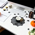 thumbnail image 6 of 2 Pcs Spider Web Halloween Table Placemats Black Laces Cobwebs Table Mats Halloween Spider Web Placemats Non-Slip Heat Insulated Black Web Dinner Place Table Mat for Halloween Party, 11.81", Black, 6 of 9