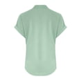thumbnail image 5 of 2024 Summer Short Sleeve Tops for Women Solid Cotton Linen Shirts Casual Baggy Lightweight Blouses Beach Holiday, 5 of 5
