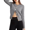 thumbnail image 2 of Cardigan for Women Spring Long Sleeve Button Down Work Office Sweaters Cute Winter Jacket Gray M, 2 of 9