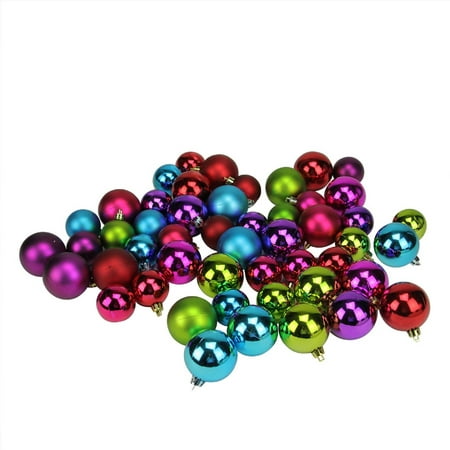 50ct Vibrantly Colored Shatterproof Shiny and Matte Christmas Ball Ornaments