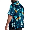 thumbnail image 3 of Flower Butterfly Men's Short Sleeve Button Down Casual Beach Printed Shirts, 3 of 6