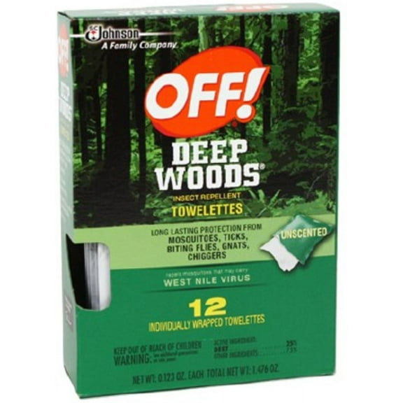OFF! Deep Woods Towelettes with 25% DEET, Mosquito Repellent, 1 Pack, 12 ct, Pack of 4