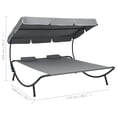 thumbnail image 4 of vidaXL Outdoor Lounge Bed with Canopy and Pillows Grey, 4 of 5