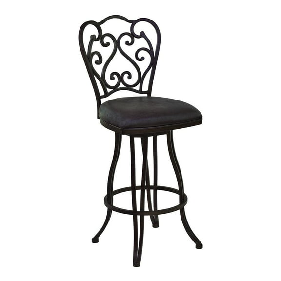 Armen Living Celeste 30" Fabric & Iron Bar Stool in Auburn Bay/Espresso