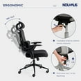 thumbnail image 2 of Nouhaus Ergo Fit Black High Back Ergonomic Mesh Office Chair with Adjustable Lumbar Support, Headrest & Flip-up Armrests for Home Office & Study Room, 2 of 6