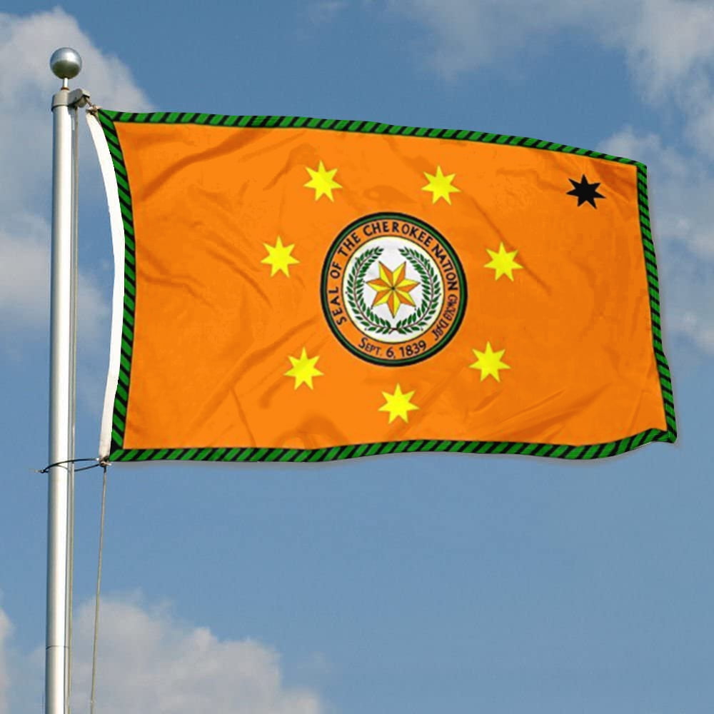 Dutern Double Sided Cherokee Nation Flag Banner 3 Ply with Brass Grommets 3x5 Feet