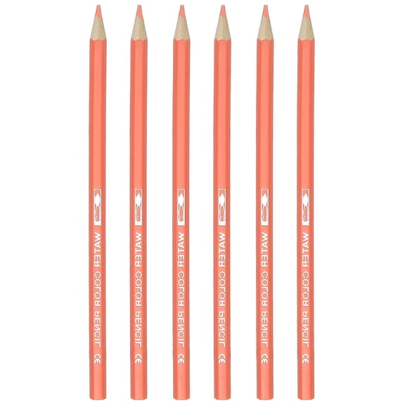 Uxcell Watercolor Pencil, 6Pcs Water Soluble Pencils for Blending, Coloring, Sketch Drawing, Painting, Dark Orange Red