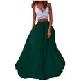 thumbnail image 1 of Moda mujer Primavera Verano cinturón botón cremallera cintura alta sólido Retro falda mujer plisado Wmkox8yi FGJ2632, 1 of 8