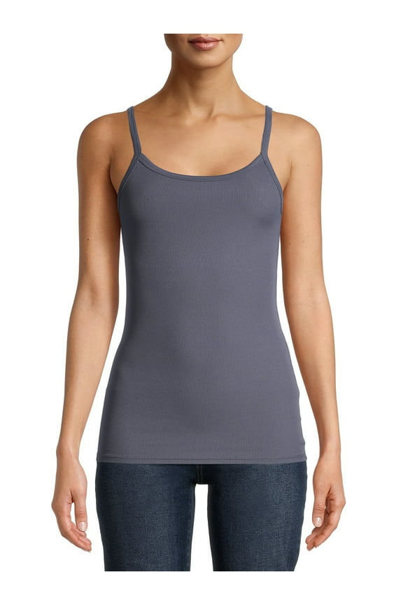 Scoop Neck Spaghetti Straps Ribbed Cami (Juniors) 1 Pack