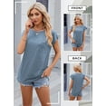 thumbnail image 6 of SLADYGLO Women Crew Neck Raglan 1/4 Sleeve Chest Pocket Split Hem T-Shirt, 6 of 7