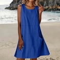 thumbnail image 2 of Rutainlusire Women's Summer Dresses Imitation Dress Round Neck Sleeveless Casual Dress Blue XXL, 2 of 6
