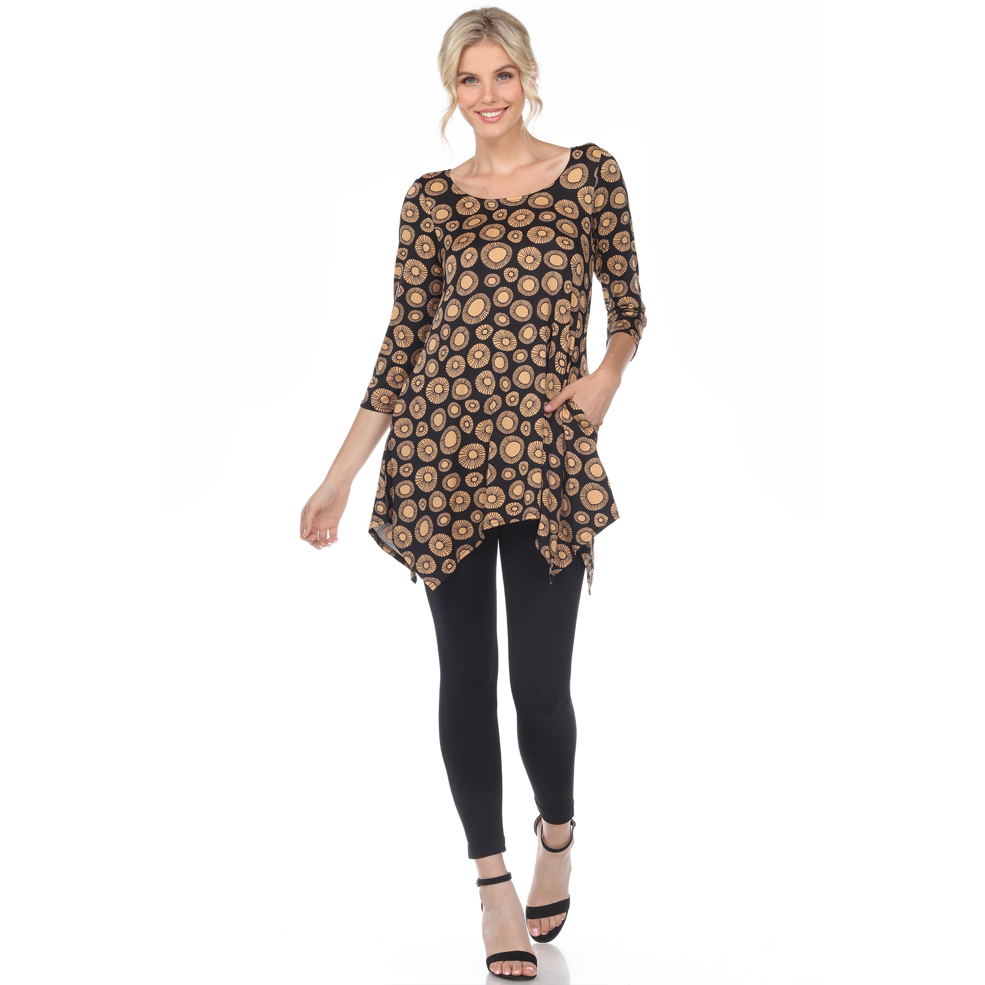 White Mark Women's Printed Geometric Circle Tunic Top