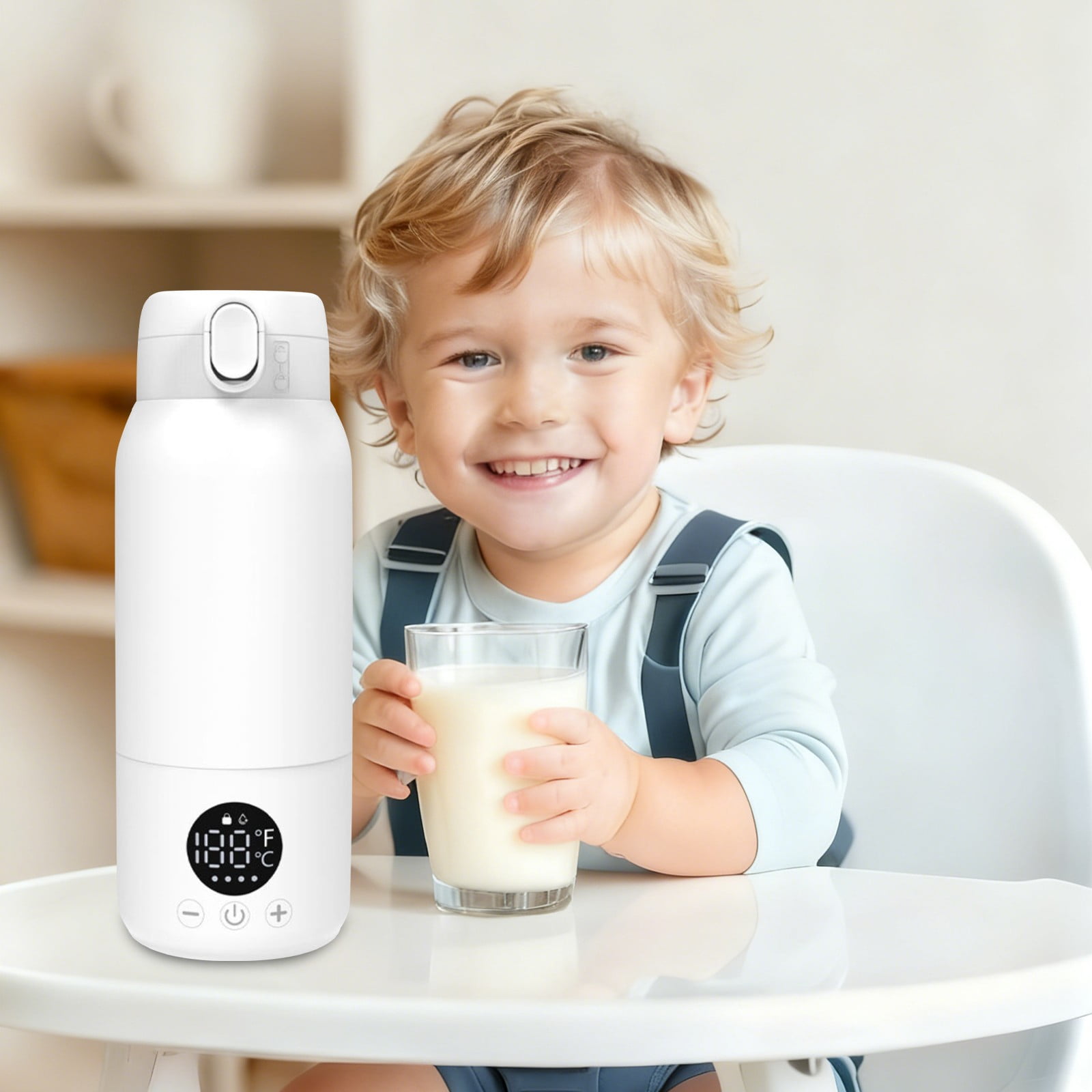 Portable Bottle Warmer 17oz Bottle Warmer for Travel, Fast Heating for Breast Milk Formula & Water, Long Battery Life &Large Capacity, Suitable for Baby Outdoor