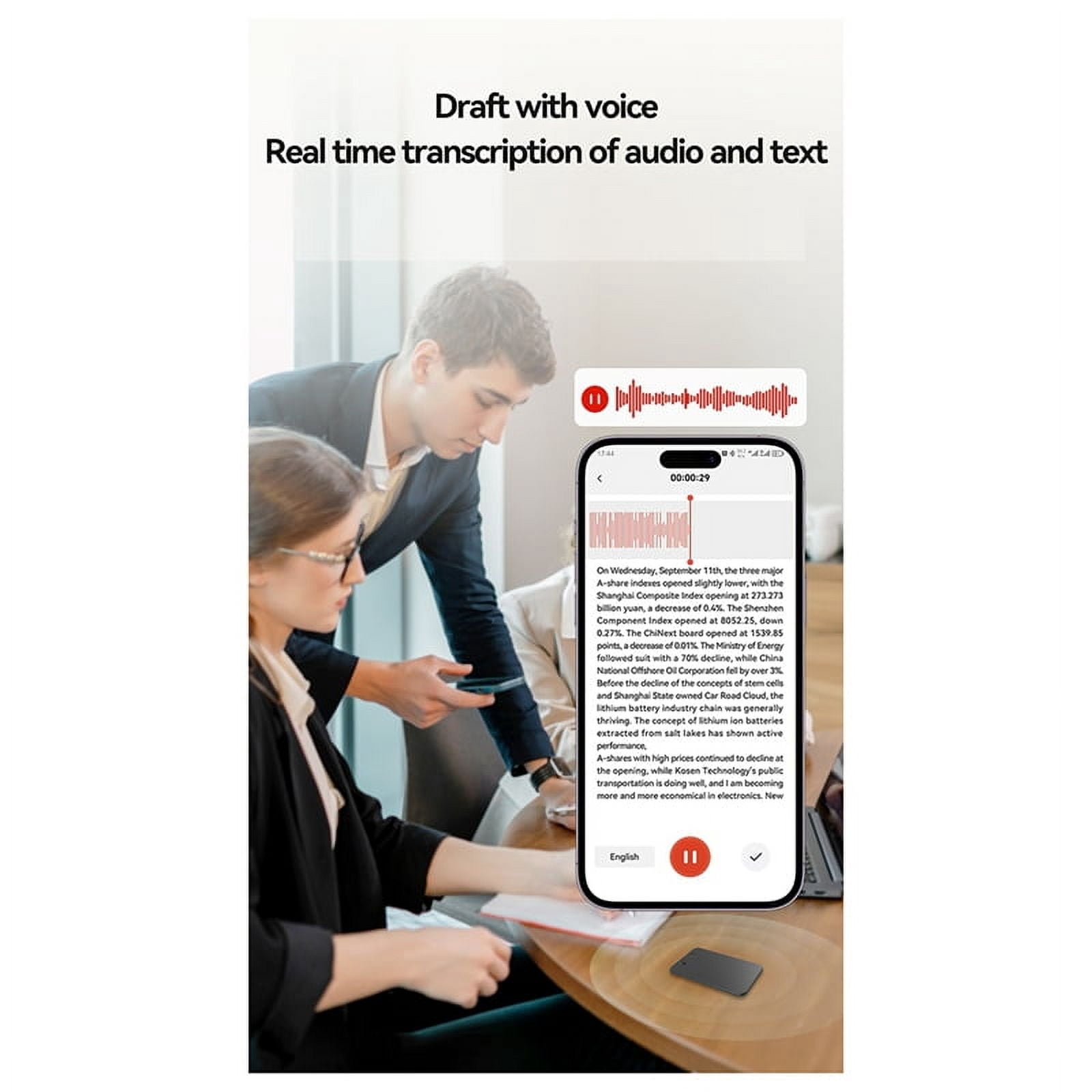 AI ChatGPT-4 App Phone Call Activated Voice Recorder Transcribe Summarize LanguageTranslation Smart Magnet Adsorb 32GB