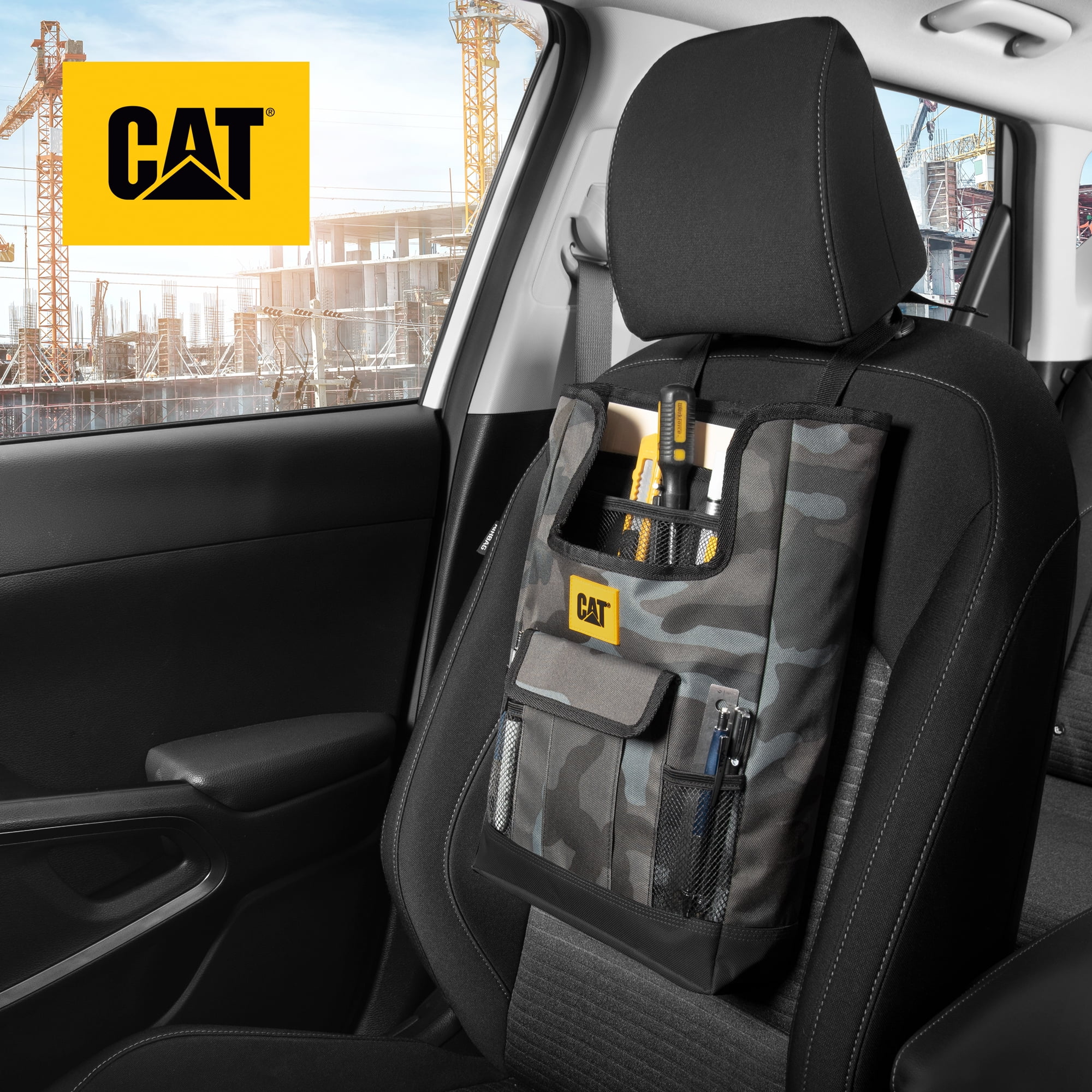 Caterpillar Front Seat Organizer, Back Seat Storage with Adjustable Straps For Car, Truck & SUV (Camo)