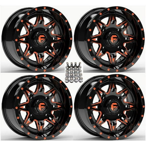 Fuel Lethal ATV Wheels Orange/Black 15" Sportsman RZR Ranger