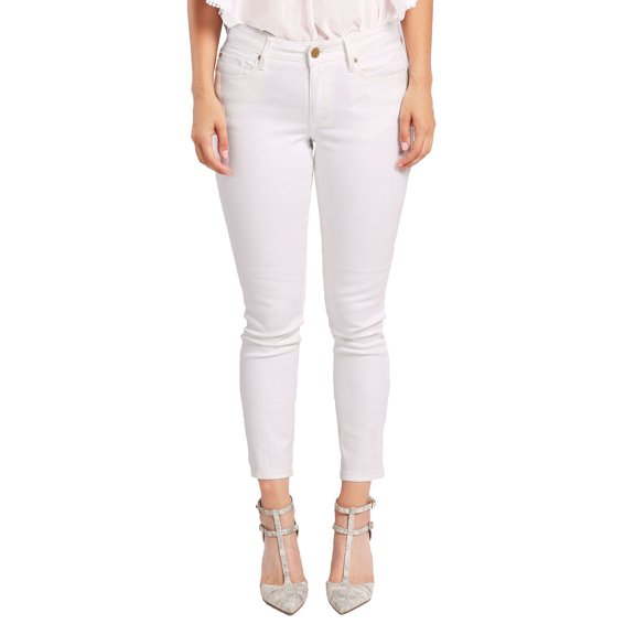 Miss Halladay Women Stretch Color Denim Skinny Ankle Jean Curved Inseam Zip Bottom