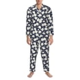 thumbnail image 3 of Fuzoiu Daisies Flowers Print Men's Long-Sleeved Pajama,Lounge Button Down Nightwear,Mens Notch Collar Pajama Set -Small, 3 of 7