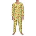 thumbnail image 3 of Sikiie Floral Strawberr Mens Pajama Set, Soft Warm Long Sleeve Sleepwear, Cozy Button-Down Pjs for Men-Small, 3 of 7