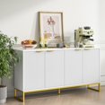 thumbnail image 4 of Fiogmub White Fluted Cabinet, Modern Sideboard Buffets Cabinet with 4 Fluted Door, Accent Cabinet with Adjustable Shelves, Credenza Storage Cabine, Console Table, 4 of 7